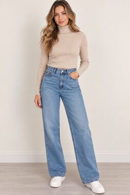 NWT DR Denim Sky High Rise Straight Leg Jeans Size 32x34